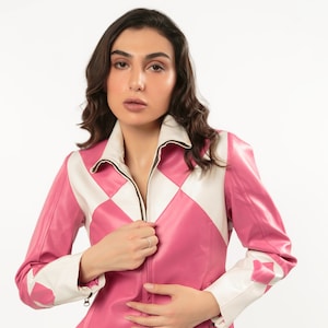 Pink Ranger Themed Leather Jacket Handcrafted by Ox and Bulls