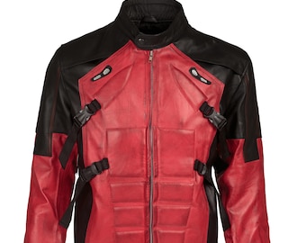 Chaqueta de cuero con temática de Wade para cosplay, diseñada y confeccionada a mano por Ox and Bulls.