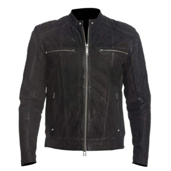 Handmade Cafe Racer Black Retro Motorcycle Distressed Leather Jacket