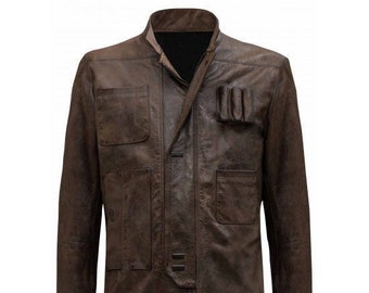 Handmade TFA Han Solo Leather Jacket handmade Cosplay Costume