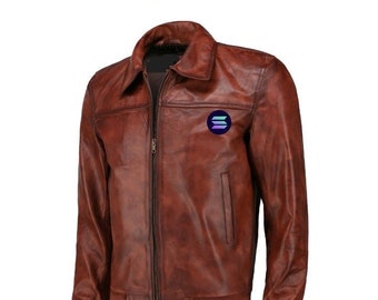 Handmade  Solana Brown Bomber Leather Jacket