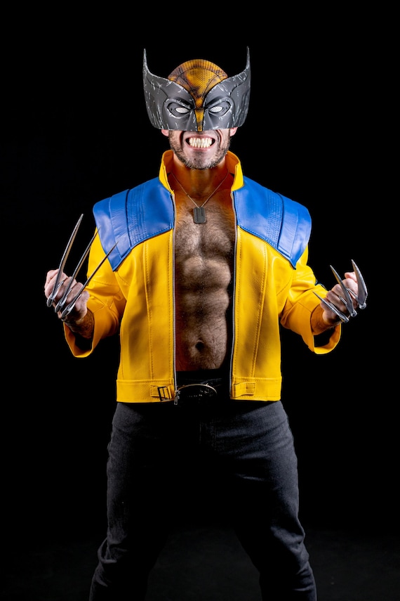 Rivals Wolverine Leather Jacket: Yellow & Blue, Cosplay Style