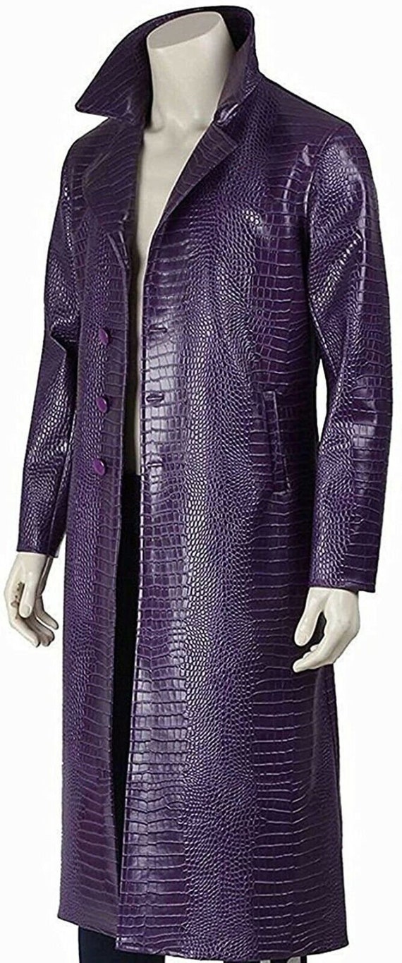 JARED LETO SUICIDE SQUAD JOKER CROCODILE LEATHER COAT HALLOWEEN COSPLAY  COSTUME