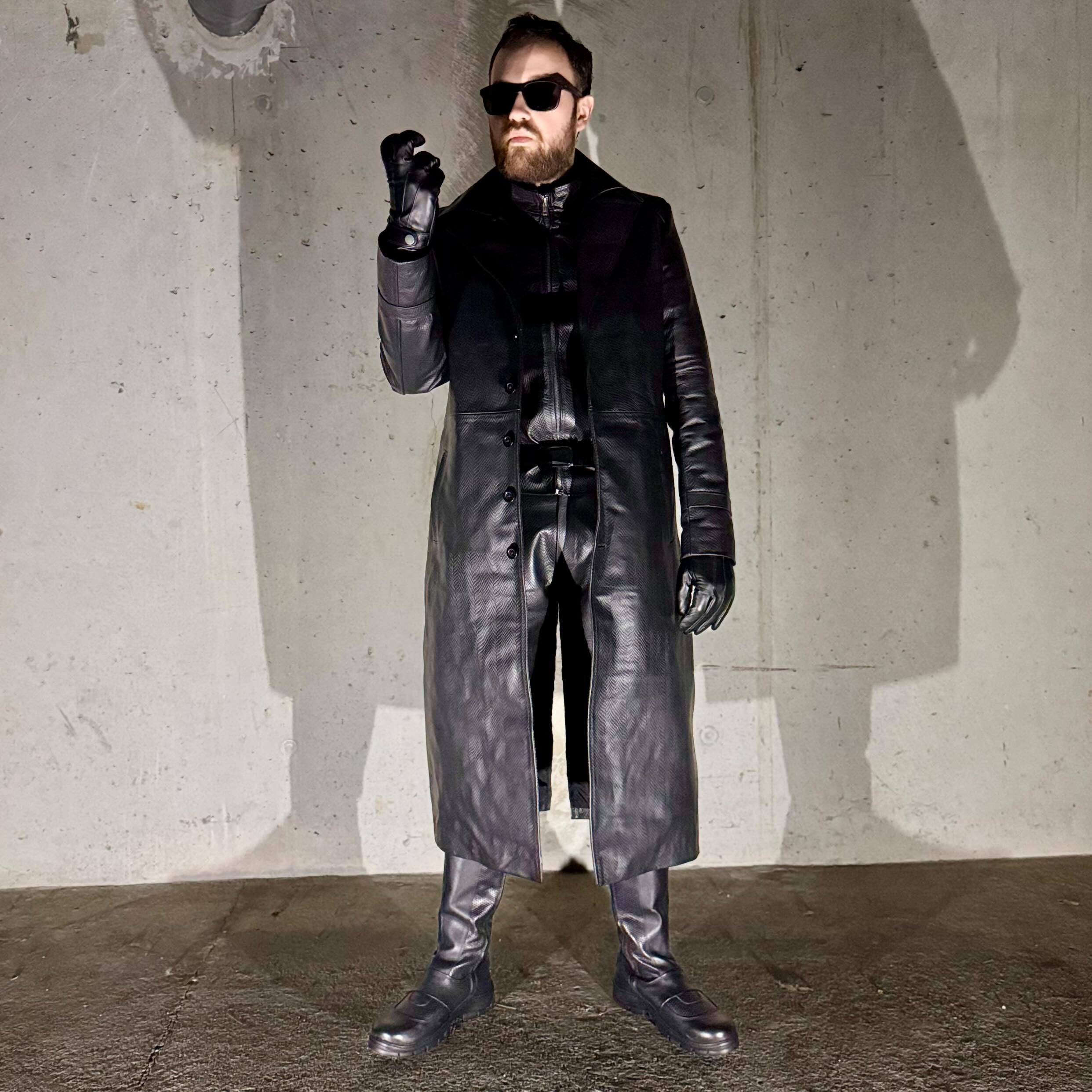 Neo Inspired Black Leather Trench Coat - Matrix Cosplay Costume - Etsy