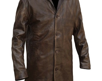 Handmade  Brown Distressed Leather Coat