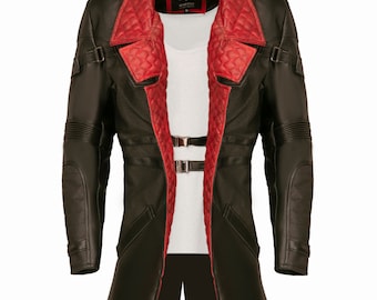 20-77 Phantom Liberty Solomon Reed Cosplay Costume Black Leather Coat,   Cosplay Idris Elba Inspired Handcrafted by Ox and Bulls