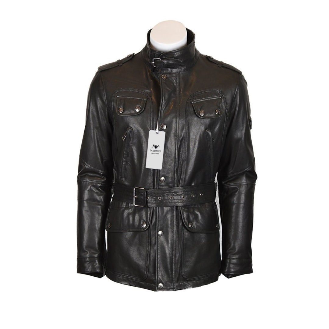 Ox and Bulls Trailmaster Style Black Men Leather Jacket Genuine Sheep Nappa Leather Jacket Benjamin Jacket YKK Zip Closer Motorcycle Etsy