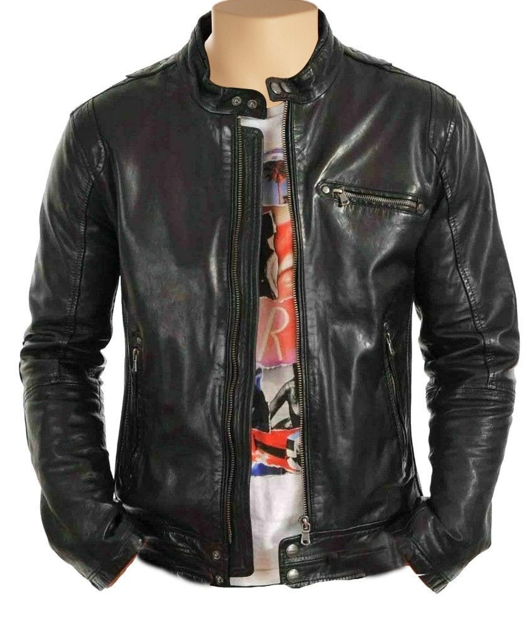 Arthur Classic Moto Leather Jacket - Etsy