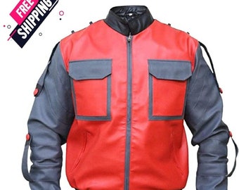 Handmade  Marty McFly 2 Leather jacket, BTTF Part ll Back to the future Michael J.Fox