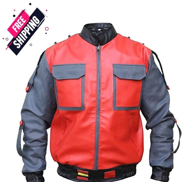 Handmade  Marty McFly 2 Leather jacket, BTTF Part ll Back to the future Michael J.Fox