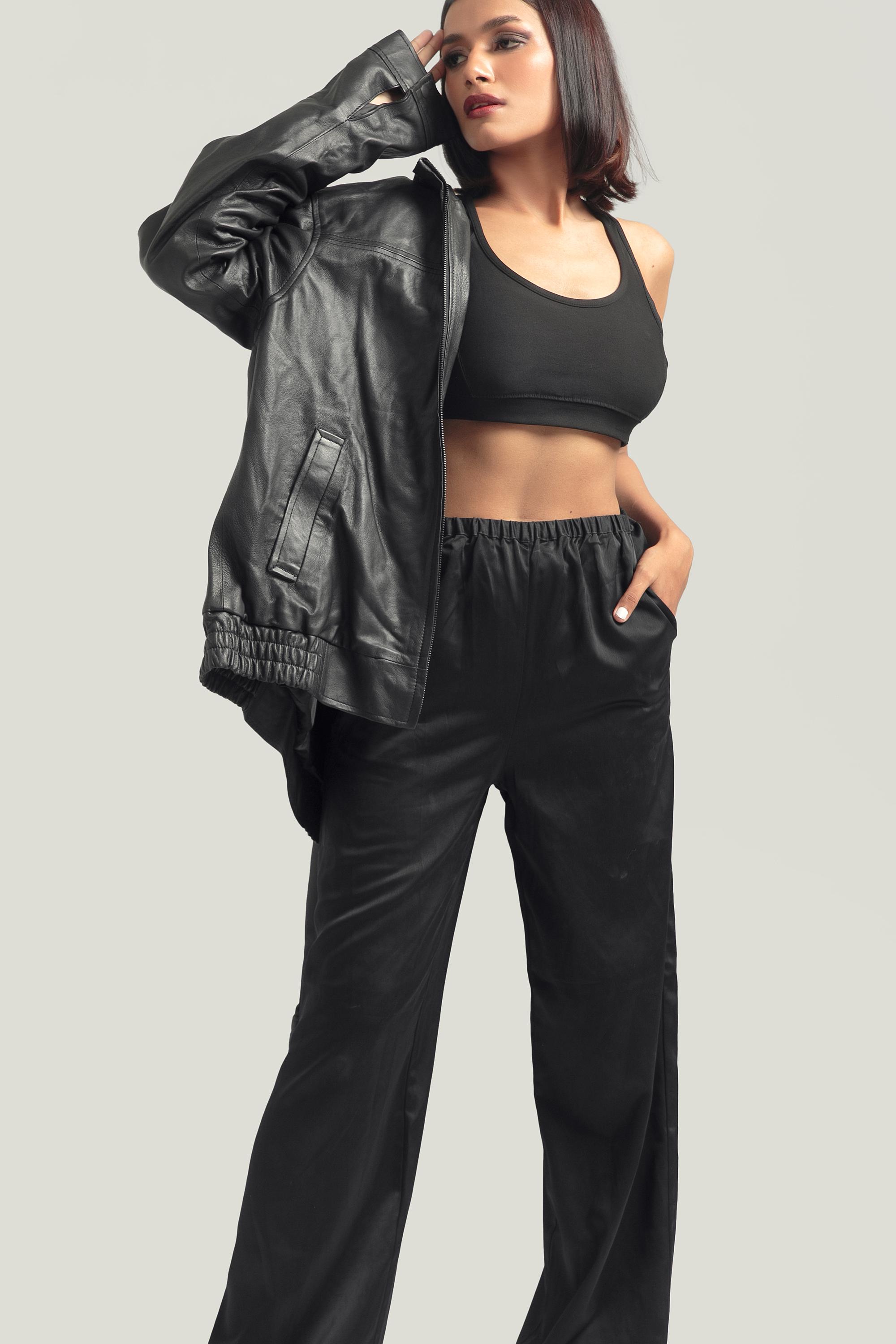 Oversized Womens Black Classic Bikers Jacket for Women's