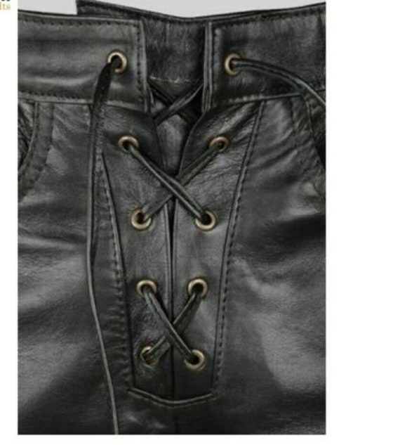 Lace up sale front leather pants