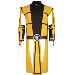 Scorpion Mortal Kombat Cosplay Costume Suit with Vest Handcrafted by Ox and Bulls