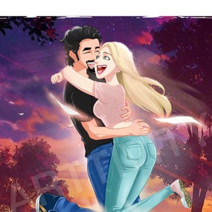 カスタムアニメポートレート、カップルポートレート、パーソナライズ、ギフト用の家族、パーソナライズされた結婚祝い、ハッピーホリデー