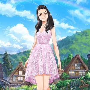 委託肖像画、日本のアニメマンガスタイル、カップルの肖像画、パーソナライズされたギフト、家族へのギフト