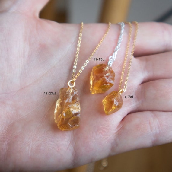 Raw Natural Citrine Crystal Necklace 