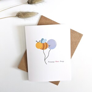 Jolie carte de voeux Happy Beeday, cadeau drôle de joyeux anniversaire doux, animal pour lui pour elle