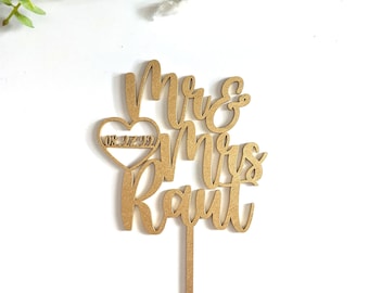 Custom Mr and Mrs Wedding Name Wood/Acrylic Cake Topper, Bridal Shower, Backyard party, Cute, Engaged Engagement, Personalized, Bride to Be