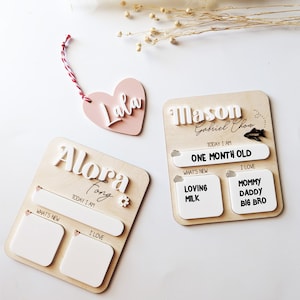 Signe d'étape de bébé | Faire-part de naissance | Tableau effaçable | Statistiques sur les panneaux de pépinière | Accessoire photo bébé | Cadeaux de nouveau-né | Cadeau de douche de bébé |