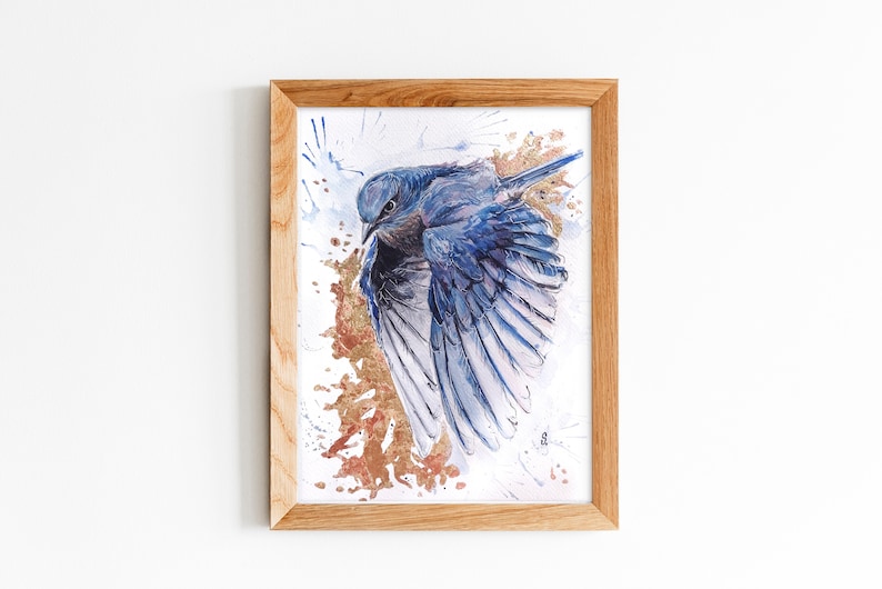 Painting Gift Abstract Wall Decor Swallow Bird Watercolor Print from Original Painting Handmade