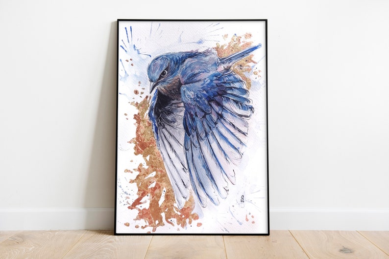 Painting Gift Abstract Wall Decor Swallow Bird Watercolor Print from Original Painting Handmade