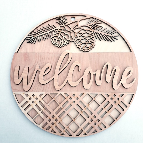 Wood Blank Pine Welcome Sign Holiday Round Door Hanger Sign DIY Precut for you