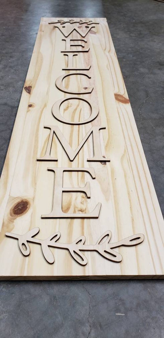 DIY Welcome Sign Kit: Wooden Laurel Vine, Porch Leaner Letters