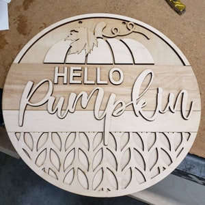 Wood Blank Hello Pumpkin Round Fall Door Hanger Sign DIY Precut for you
