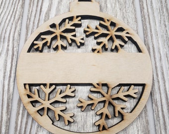 Wood Blank Solid Line Snowflake Ornament Craft Christmas Holiday Blank 1/4"