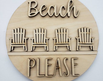 Beach Please Summer Spring Door Hanger DIY Wood Blank Sign