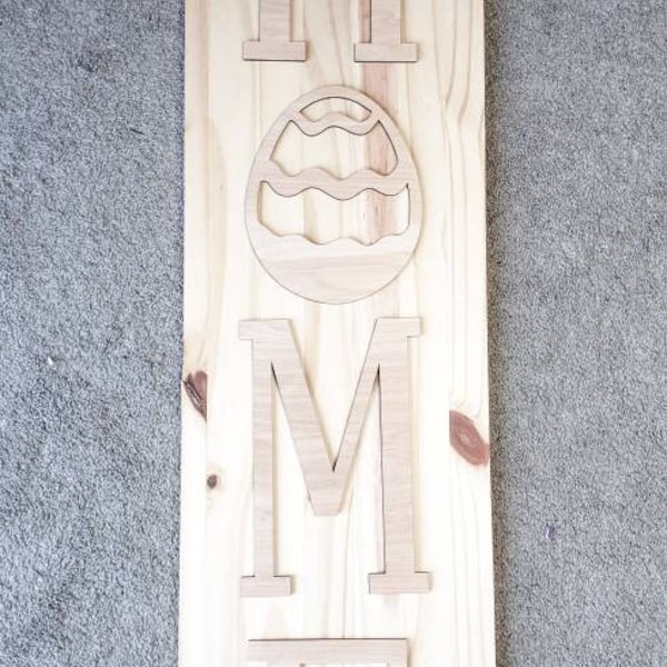 DIY Easter Egg Home Sign Kit: Unfinished Wood Cutouts