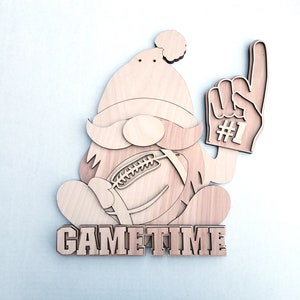 Wood Blank Football Gnome Game Time Team Colors Door Hanger Sign DIY Precut for you