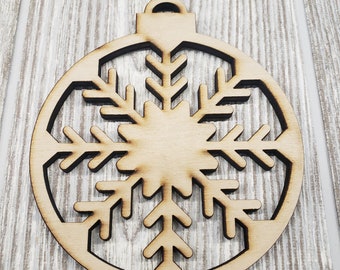 Wood Blank Full Snowflake Ornament Craft Christmas Holiday Blank 1/4"