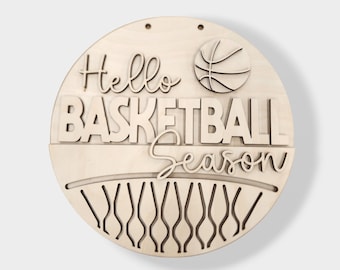 DIY Basketball Season Wood Door Hanger Blank: Laser Cut Birch