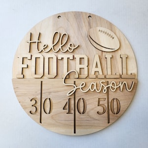 Wood Blank Football Welcome Sign Hello Football Season Fall Round Door Hanger Sign DIY Precut for you