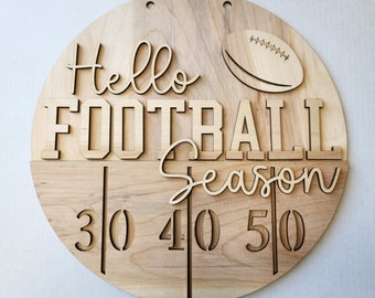 Wood Blank Football Welcome Sign Hello Football Season Fall Round Door Hanger Sign DIY Precut for you