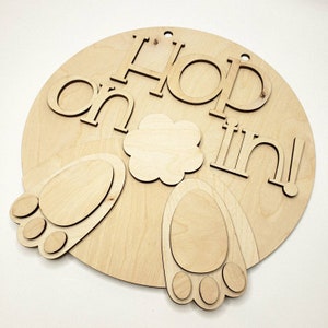 DIY Easter Bunny Door Hanger: Spring Welcome Sign, Wood Blank