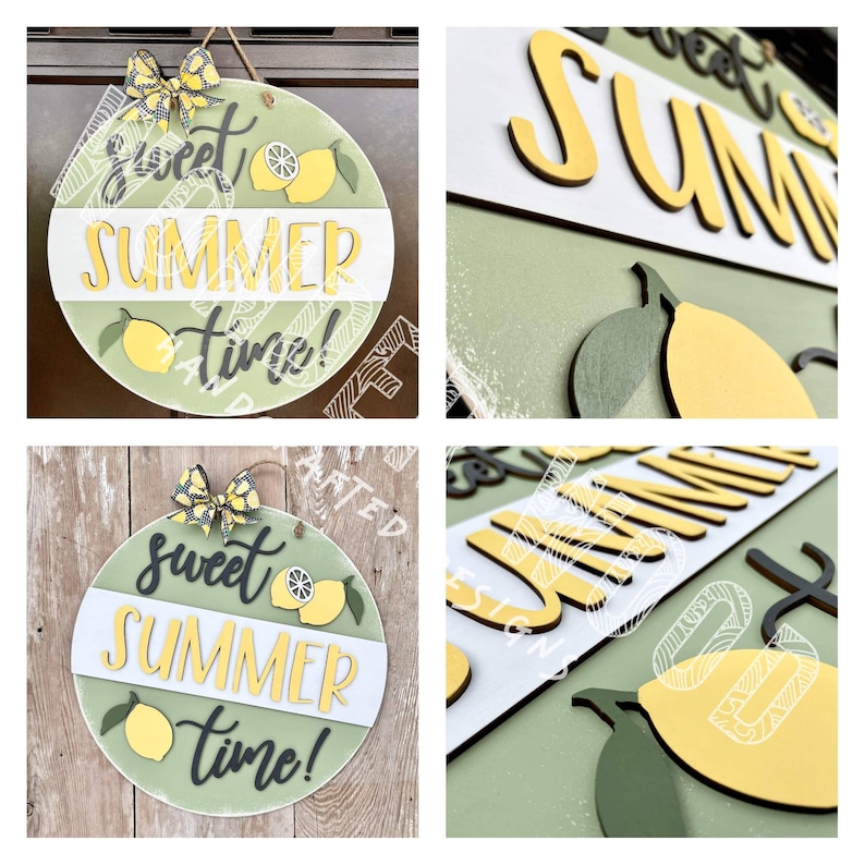 Summer Time Lemons Front Door Hanger DIY Wood Blank Sign image 1