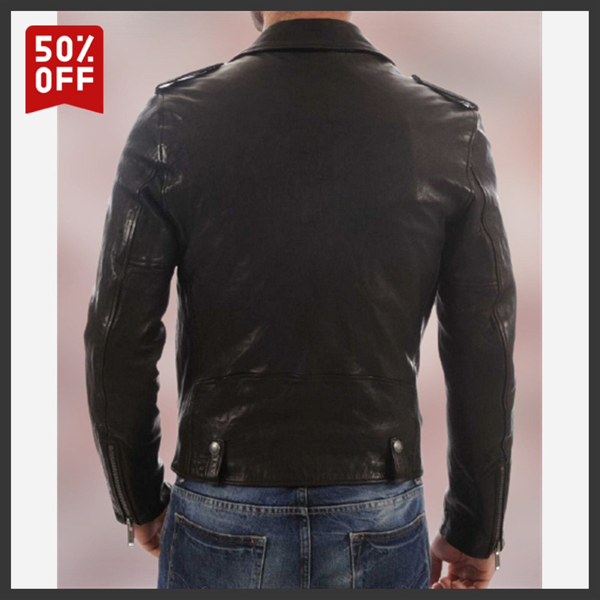 Mens Black Biker Leather Jacket Genuine Lambskin Leather - Etsy