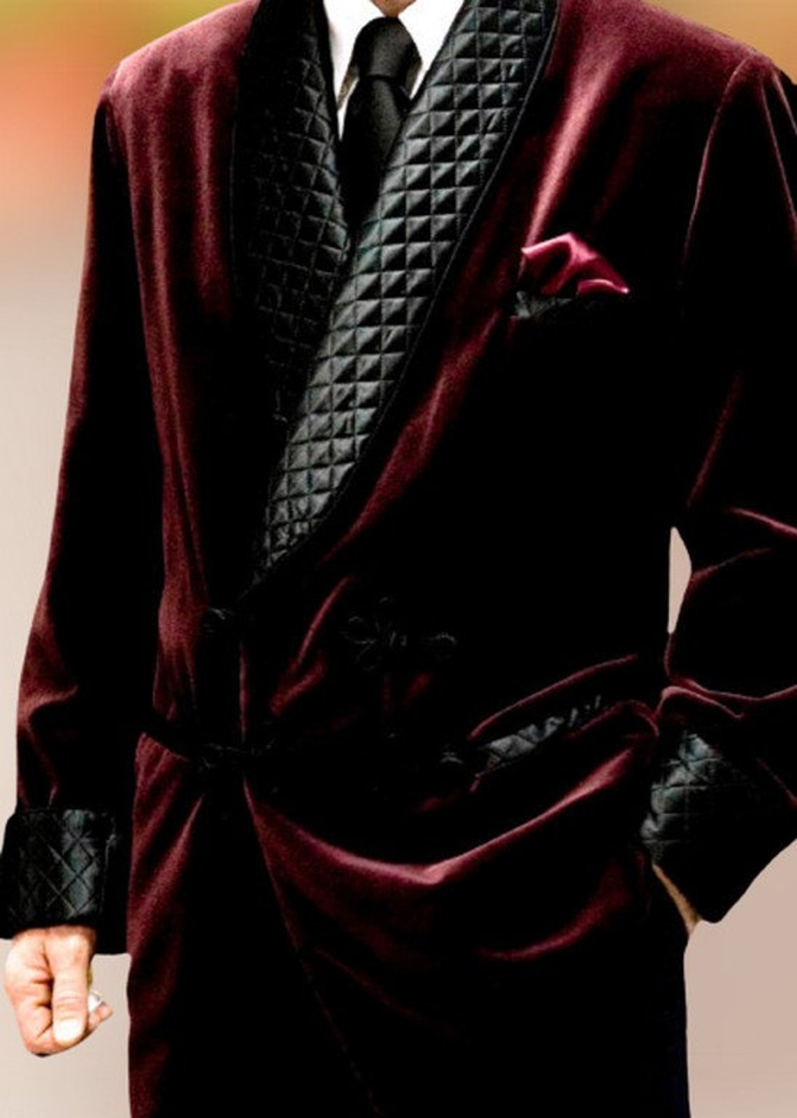 Mens Smoking Jackets Burgundy Velvet Quilted Smoking Jacket Etsy