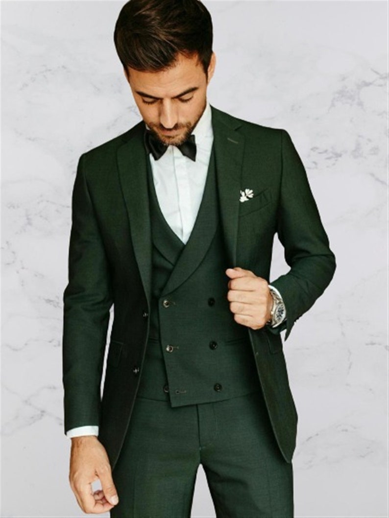 Men Suit 3 Piece Green Wedding Groom Party Wear Slim Fit Prom - Etsy