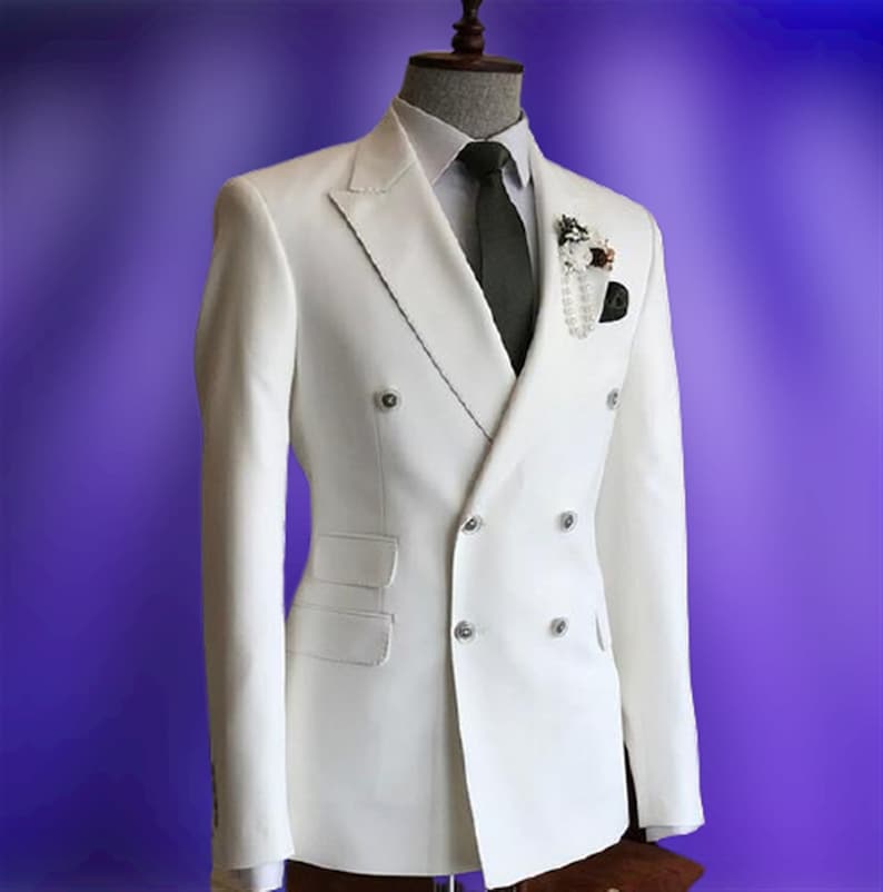 Men Suits White Luxury Fashion Designer Double Breasted Suit | Etsy