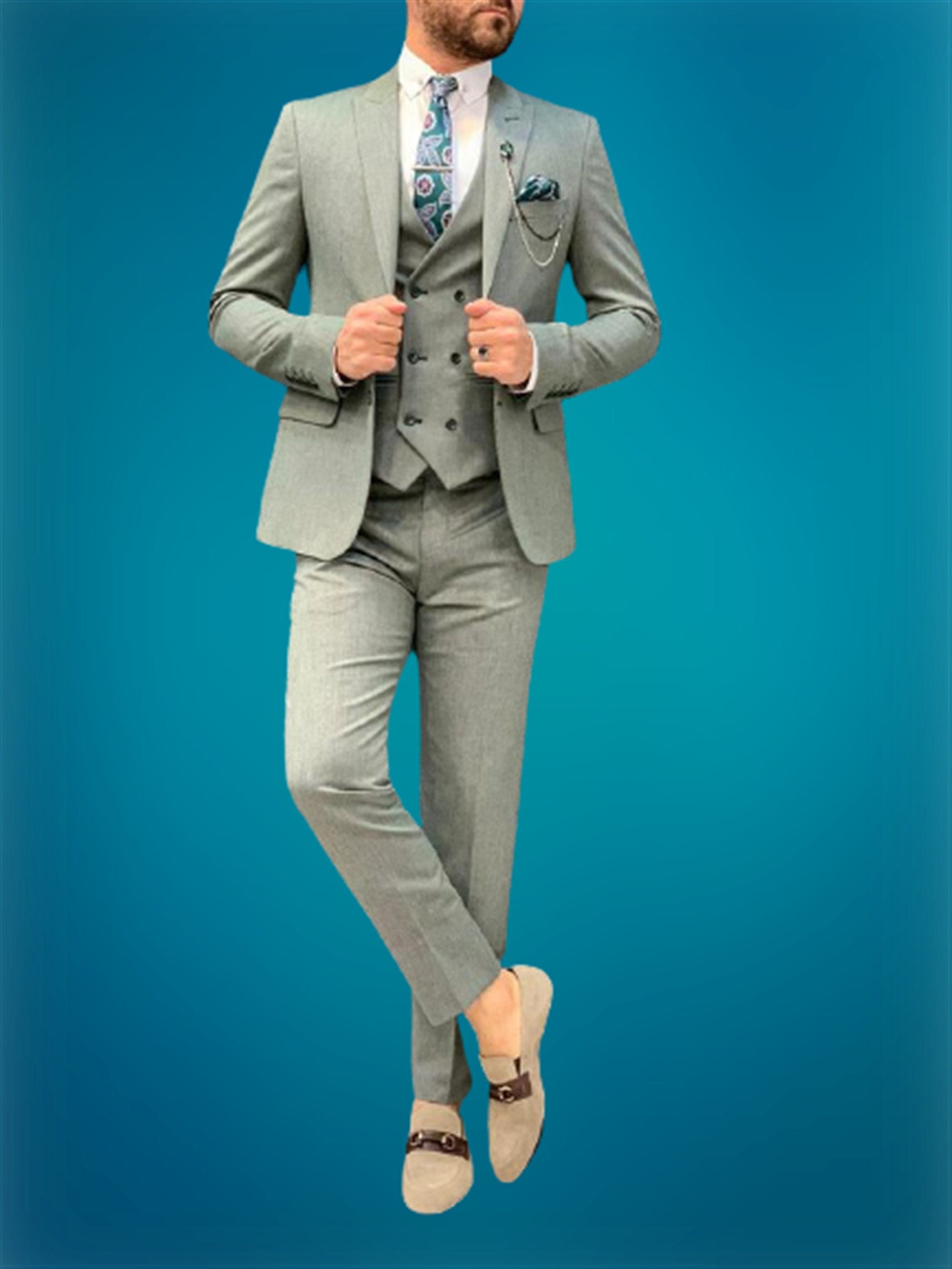 Männer Anzüge grün Hochzeit Bräutigam tragen Anzüge 3 Stück | Etsy