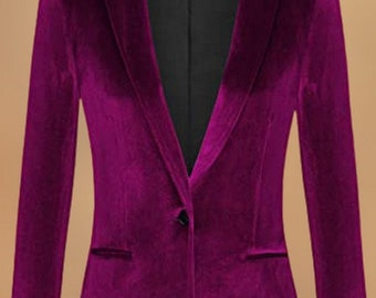 purple velvet jacket womens