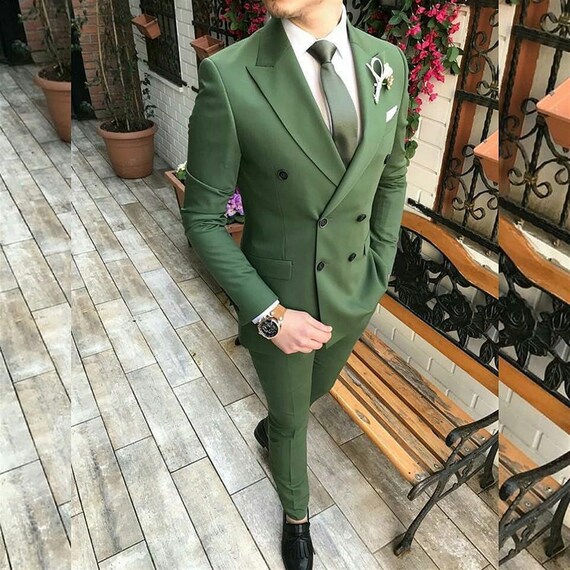 Men Suits Luxury Fashion Designer Green Double Breasted Suit - Etsy