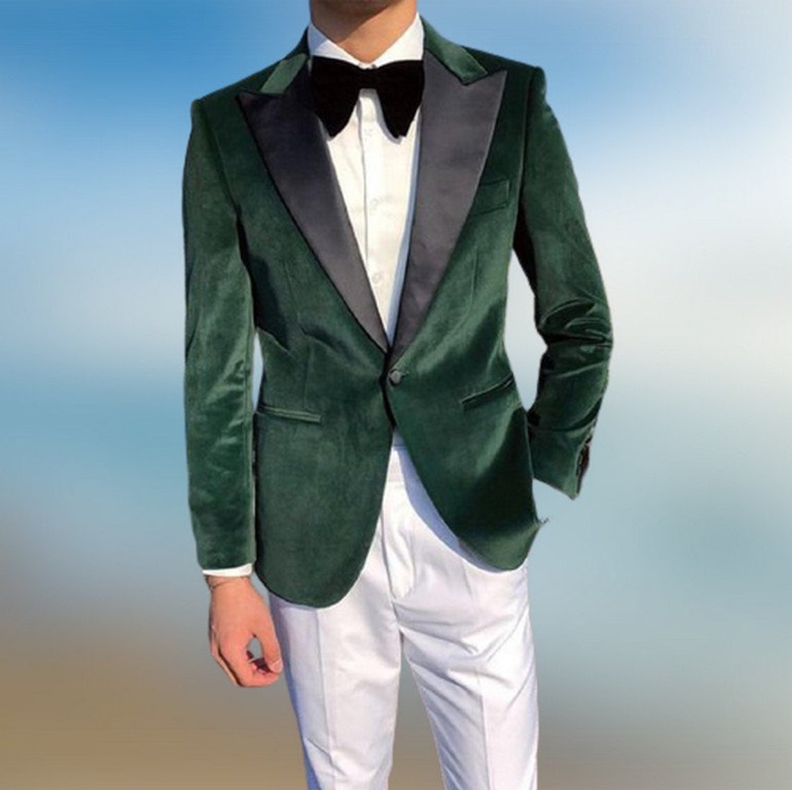 Men Green Velvet Blazer Tuxedo Jackets One Button Jacket Slim - Etsy UK