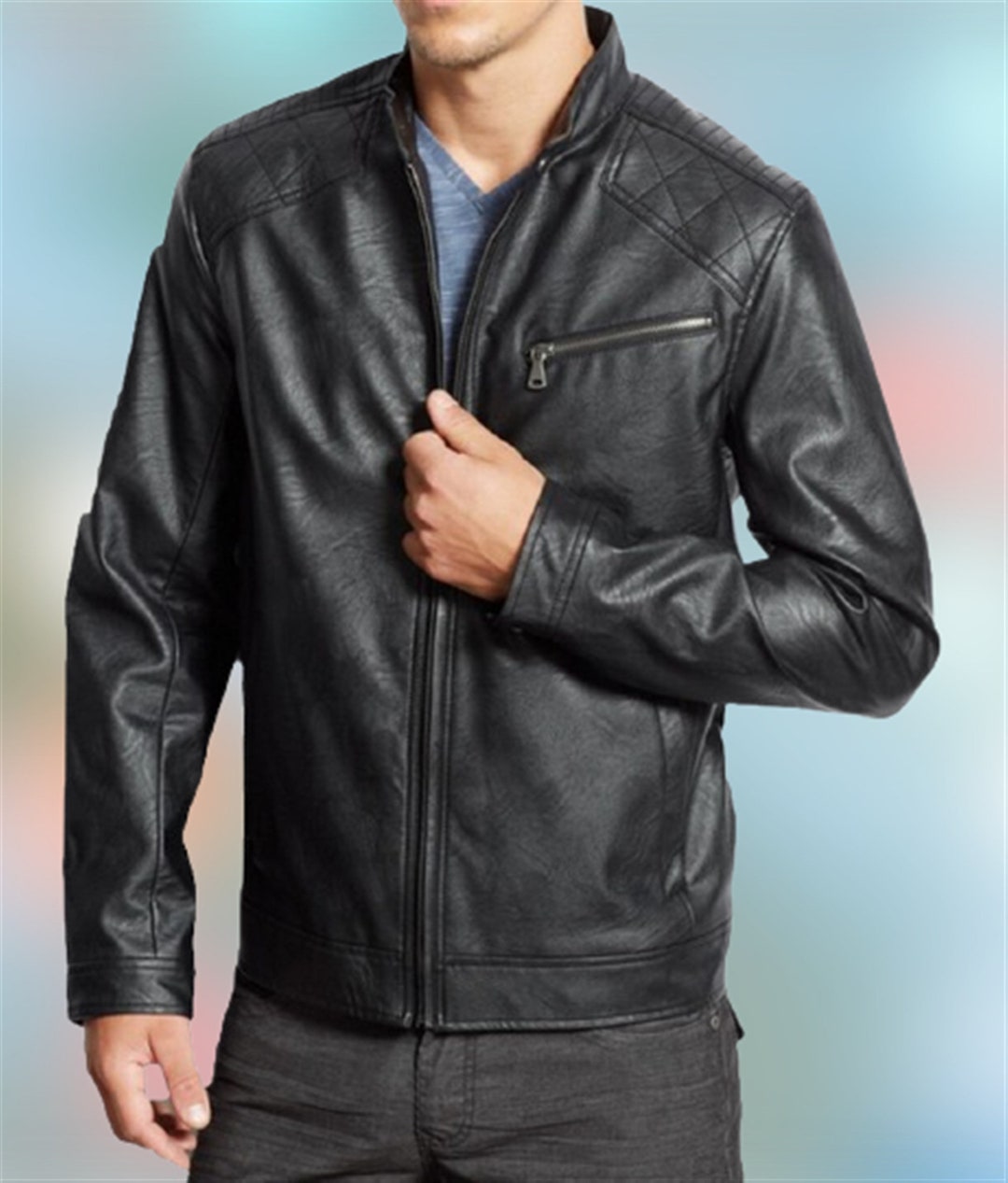 Men's Leather Jacket Stylish Handmade Motorcycle Bomber - Etsy