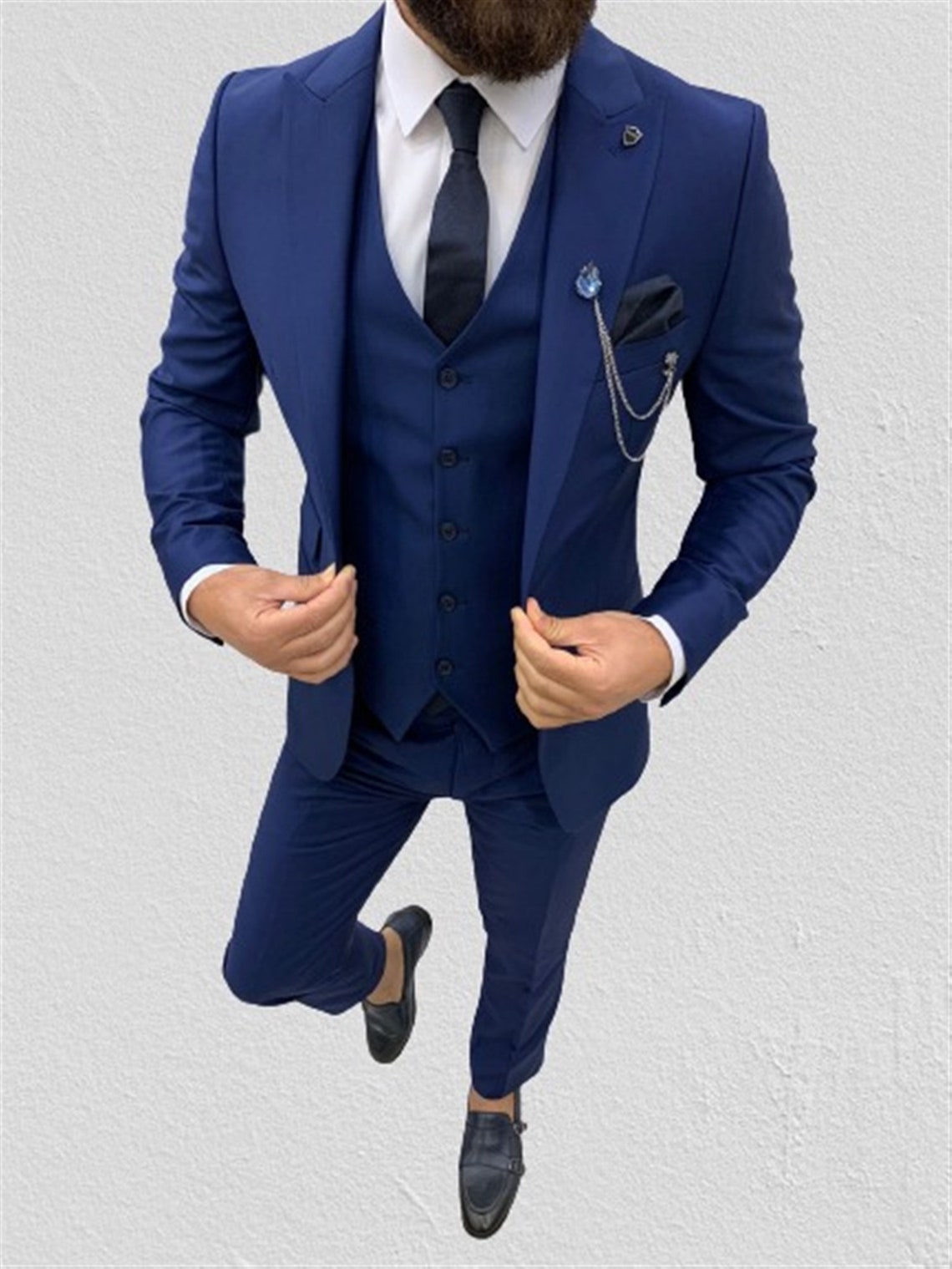 Men Suits Men Navy Blue Luxury Designer Formal Fashion 3 Piece - Etsy