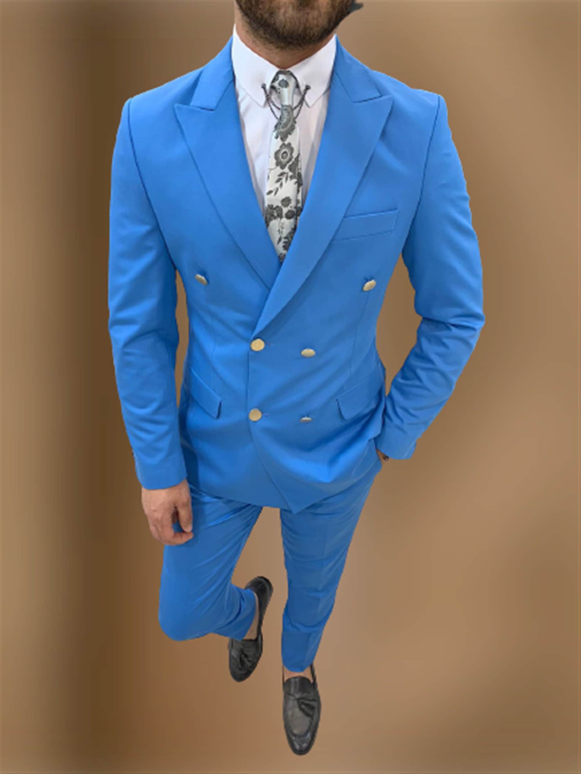 Mens Suit Blue Suits Slim fit 2 Piece Summer Suits for Men Etsy
