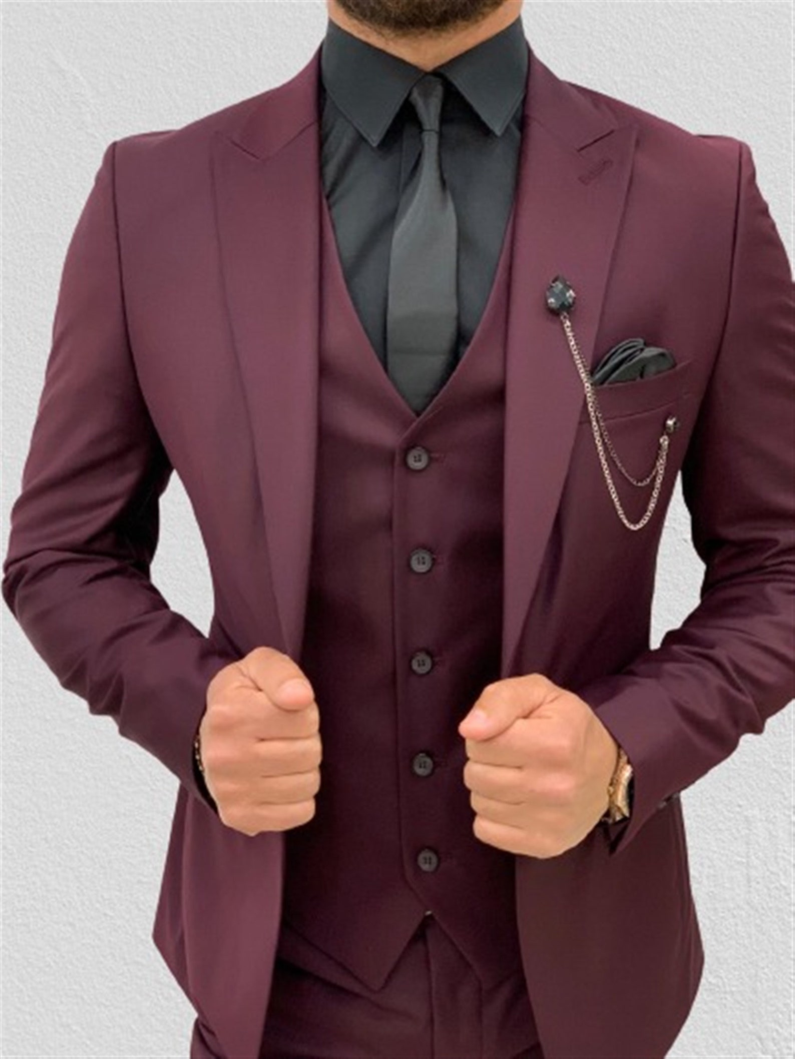 Men Suits Men Burgundy Formal Fashion Slim Fit 3 Piece Wedding - Etsy